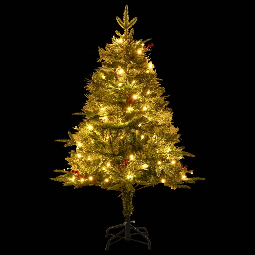 vidaXL Kerstboom met LED en dennenappels 150 cm PVC en PE groen