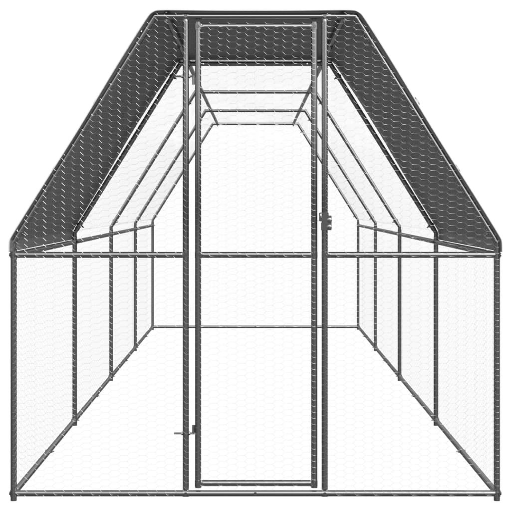 vidaXL Kippenhok 2x8x2 m gegalvaniseerd staal