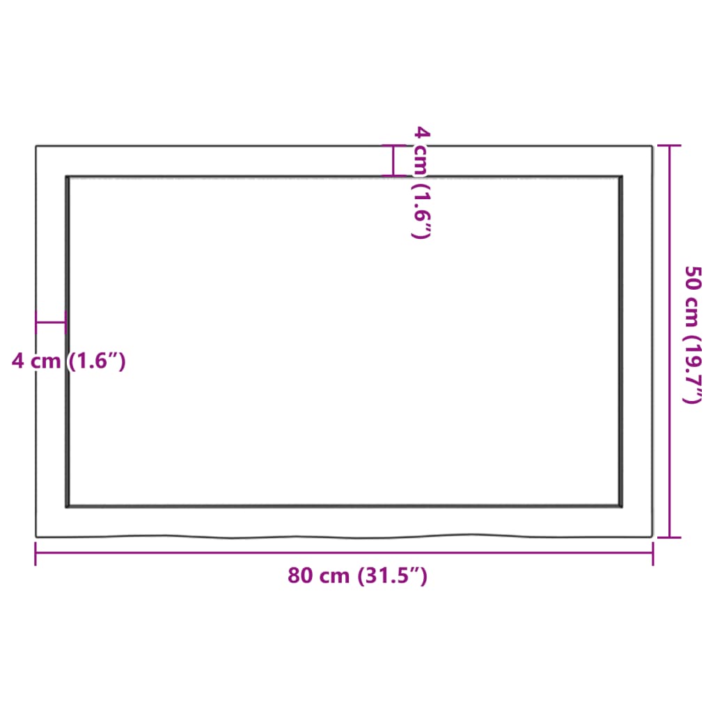 vidaXL Tafelblad 80x50x(2-4) cm behandeld massief eikenhout lichtbruin