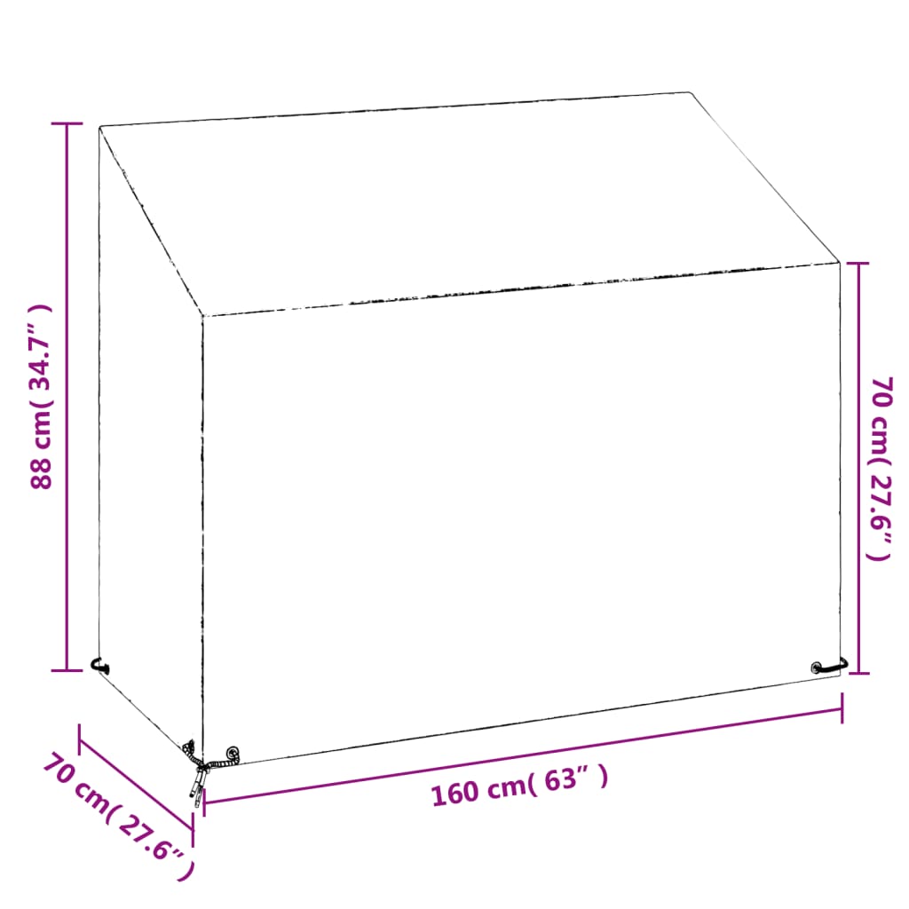 vidaXL Tuinbankhoes met 8 oogjes 160x70x70/88 cm polyetheen