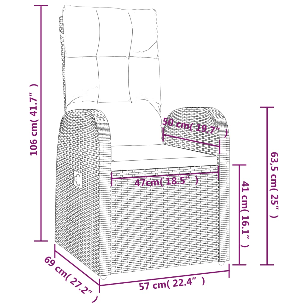 vidaXL 9-delige Tuinset poly rattan zwart