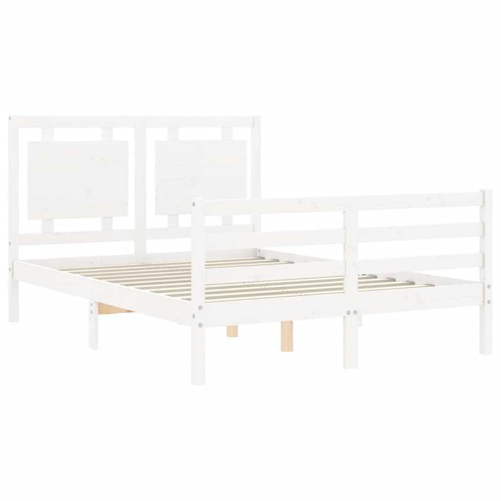 vidaXL Bedframe met hoofdbord massief hout wit