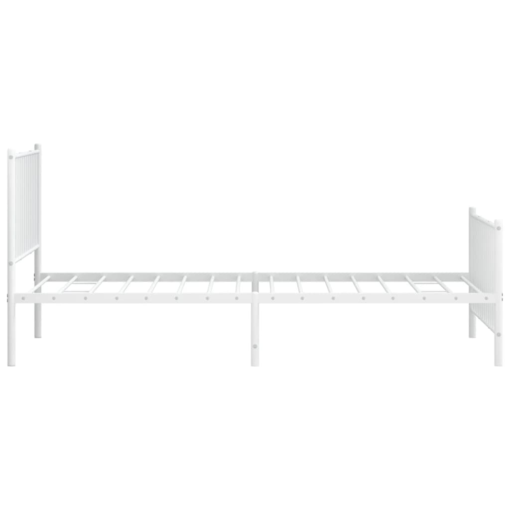 vidaXL Bedframe met hoofd- en voeteneinde metaal wit 100x200 cm