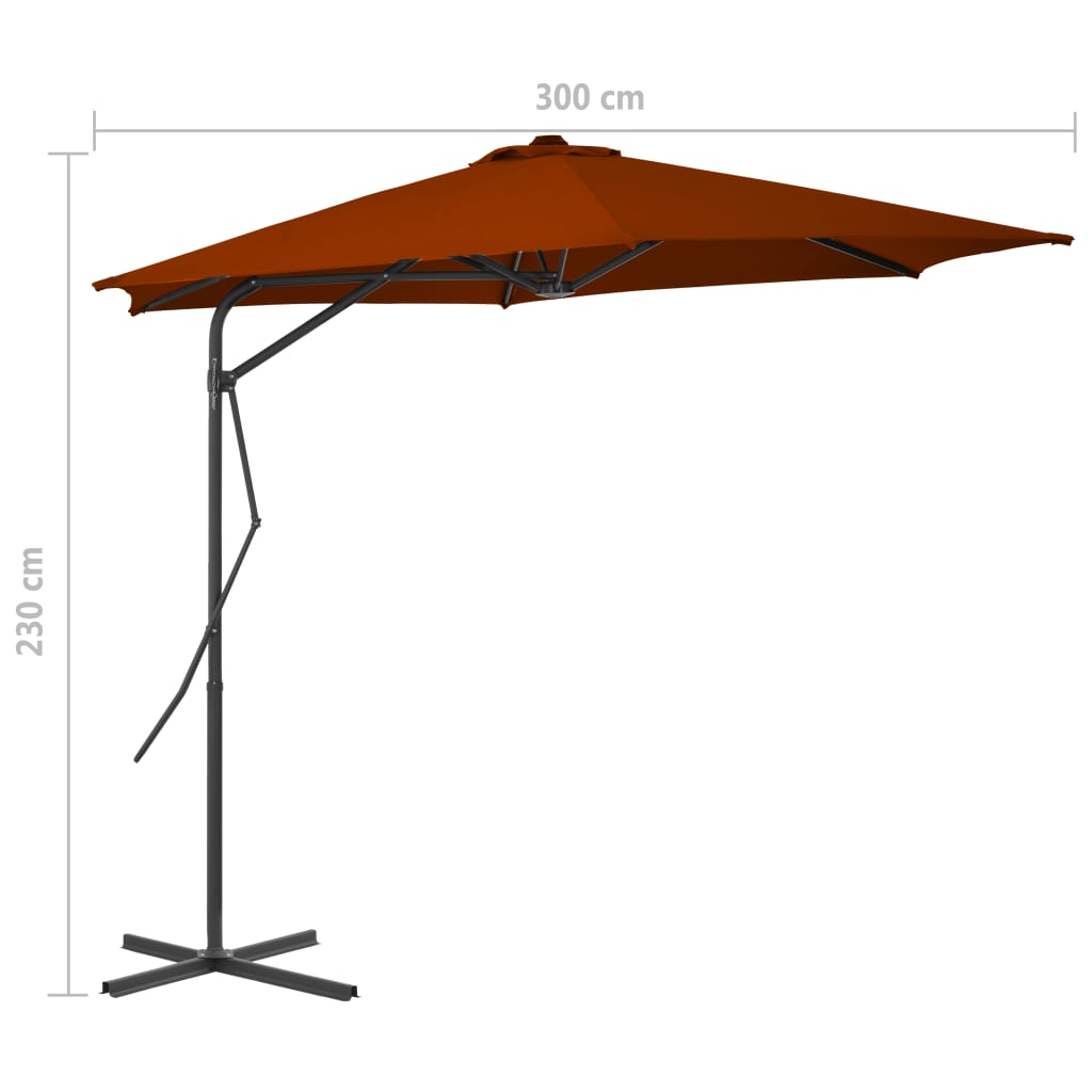 vidaXL Parasol met stalen paal 300x230 cm terracottakleurig