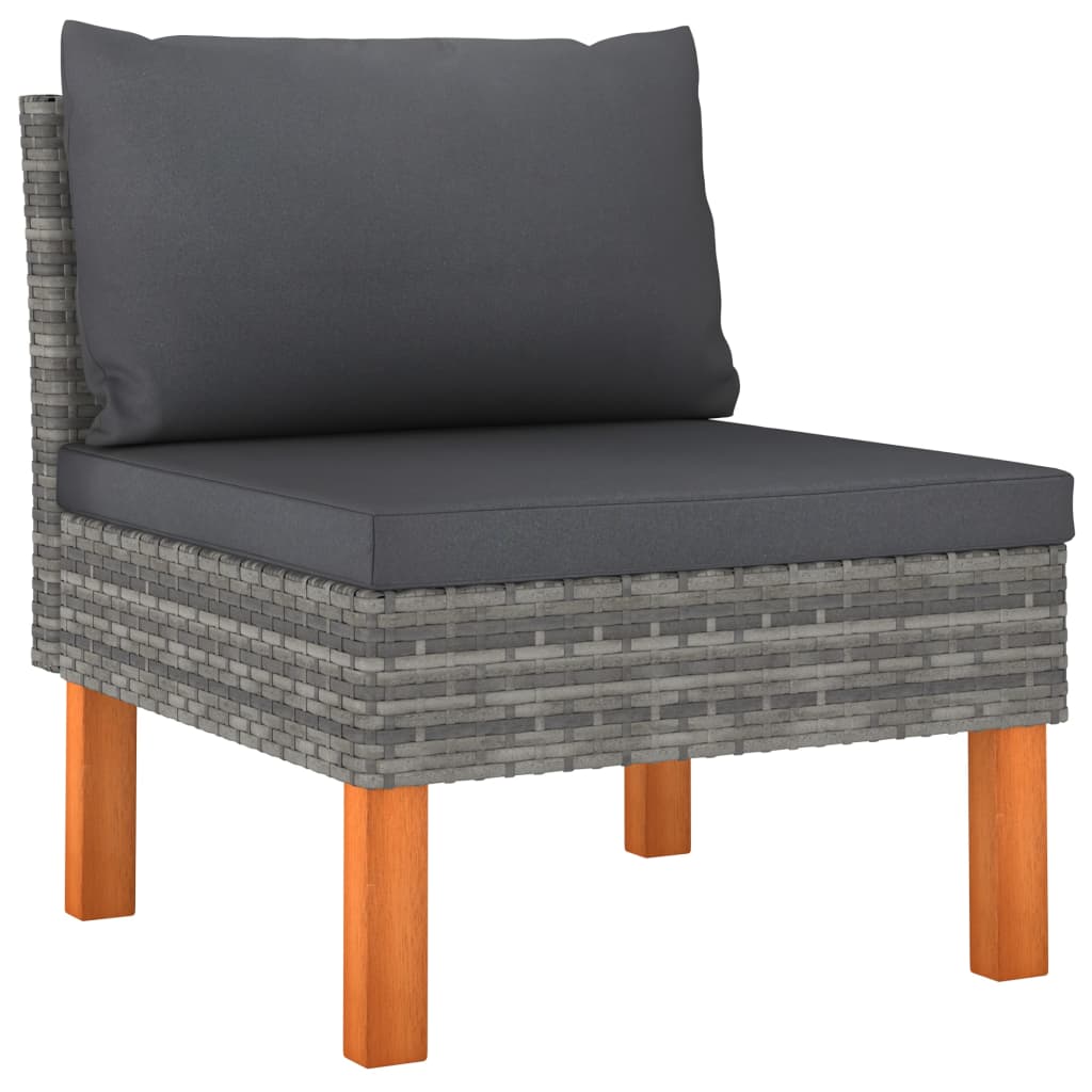 vidaXL 8-delige Loungeset met kussens poly rattan grijs