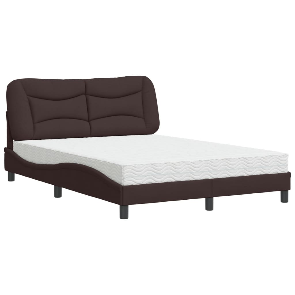 vidaXL Bed met matras stof donkerbruin 140x200 cm