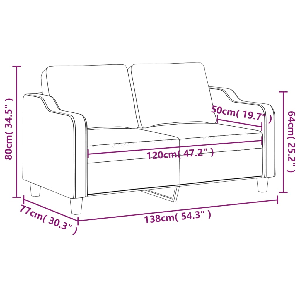 vidaXL Tweezitsbank 120 cm stof crèmekleurig