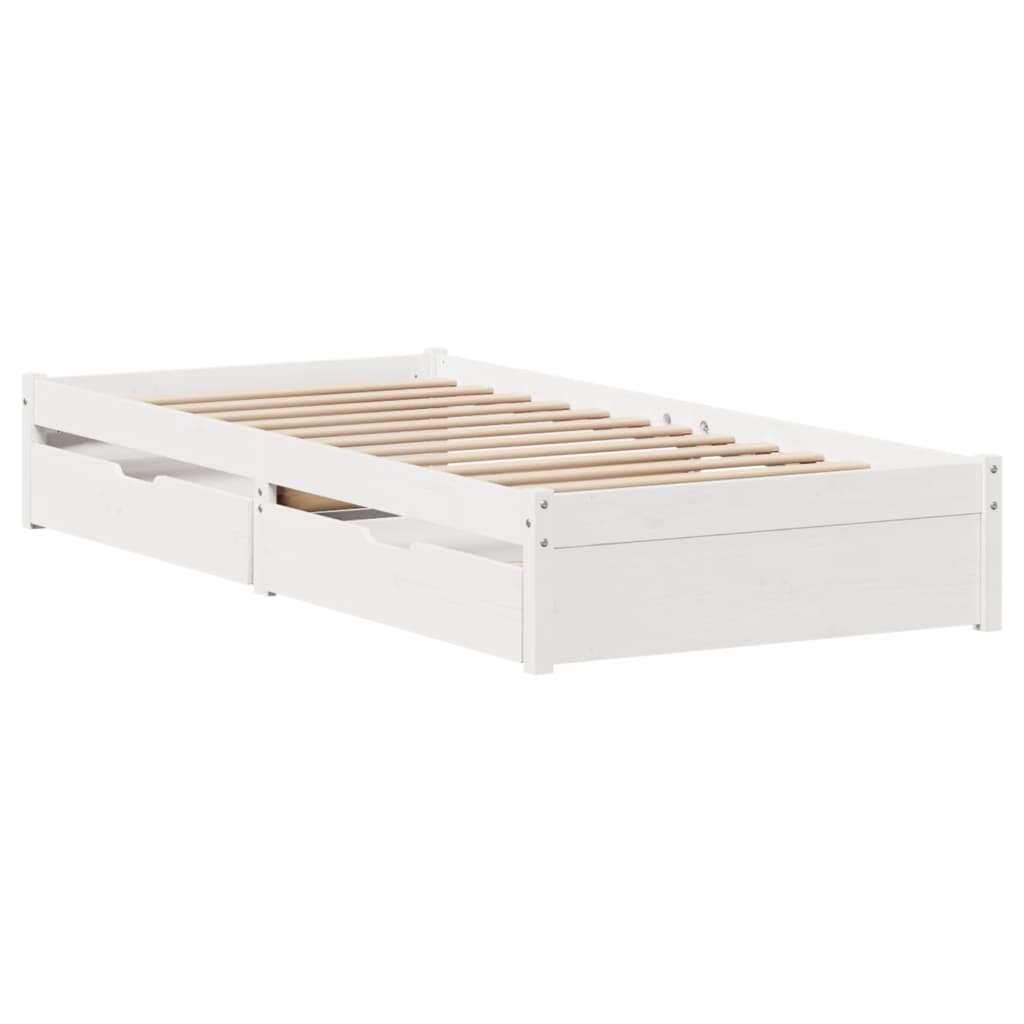 vidaXL Bedframe zonder matras massief grenenhout wit 90x200 cm