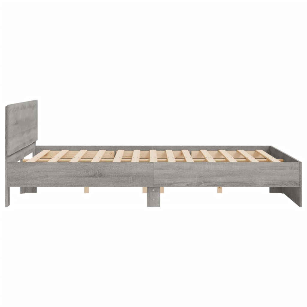 vidaXL Bedframe met hoofdeinde grijs sonoma eikenkleurig 200x200 cm