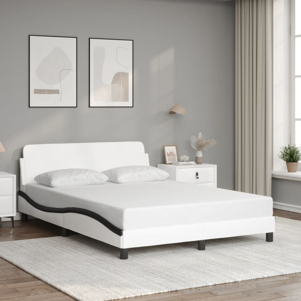 vidaXL Bedframe met hoofdbord kunstleer zwart en wit 120x200 cm