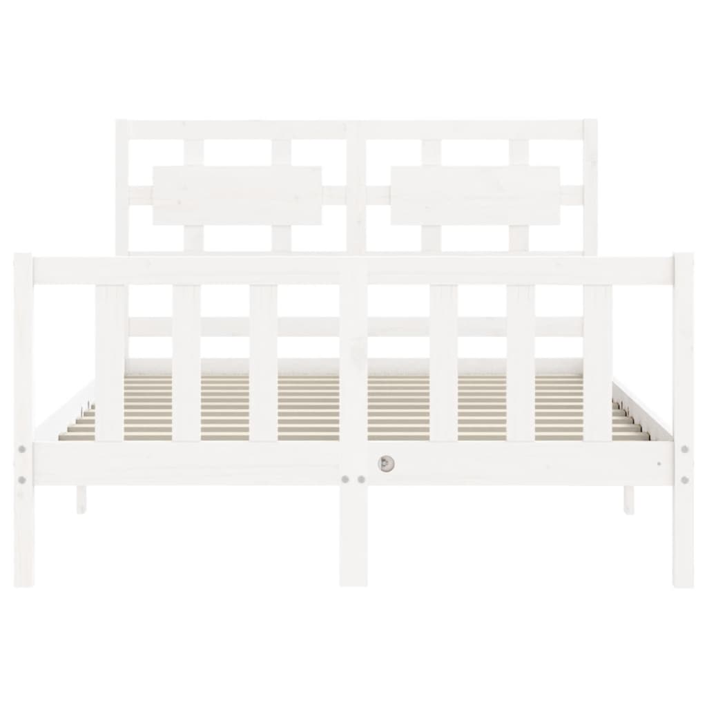 vidaXL Bedframe met hoofdbord massief hout wit