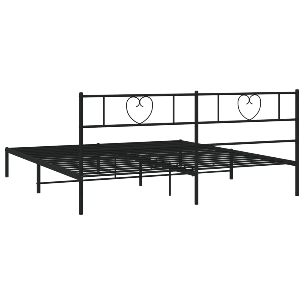 vidaXL Bedframe met hoofdbord metaal zwart 193x203 cm