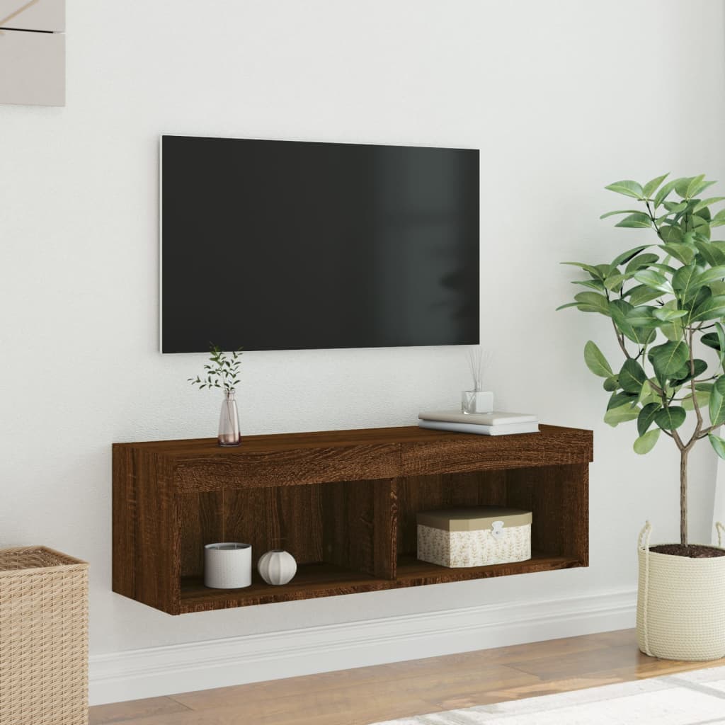 vidaXL Tv-meubel met LED-verlichting 100x30x30 cm bruin eikenkleur