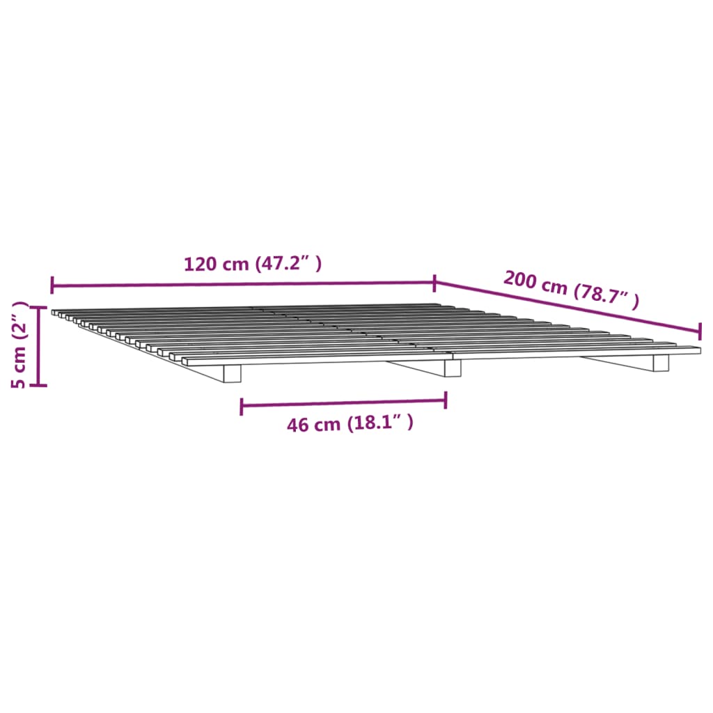 vidaXL Bedframe massief grenenhout honingbruin 120x200 cm