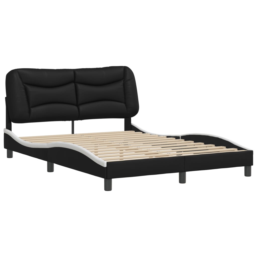 vidaXL Bedframe met hoofdbord kunstleer zwart en wit 140x200 cm