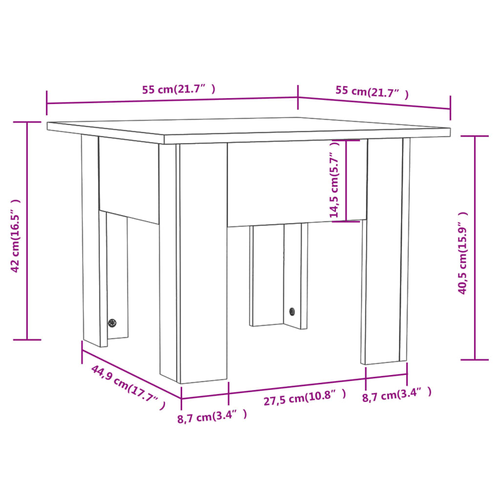 vidaXL Salontafel 55x55x42 cm bewerkt hout zwart