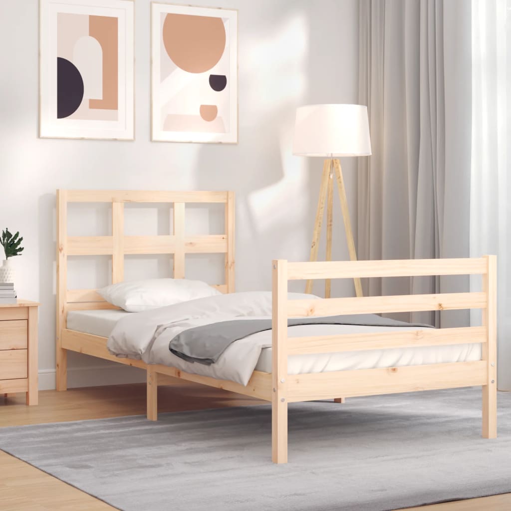 vidaXL Bedframe met hoofdbord massief hout