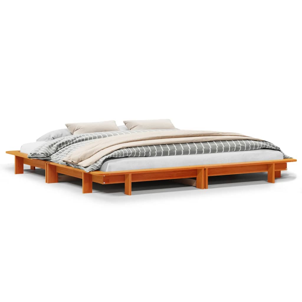 vidaXL Bedframe zonder matras massief grenenhout wasbruin 160x200 cm