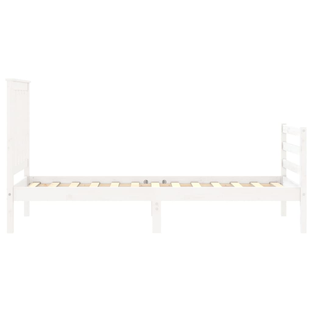 vidaXL Bedframe met hoofdbord massief hout wit