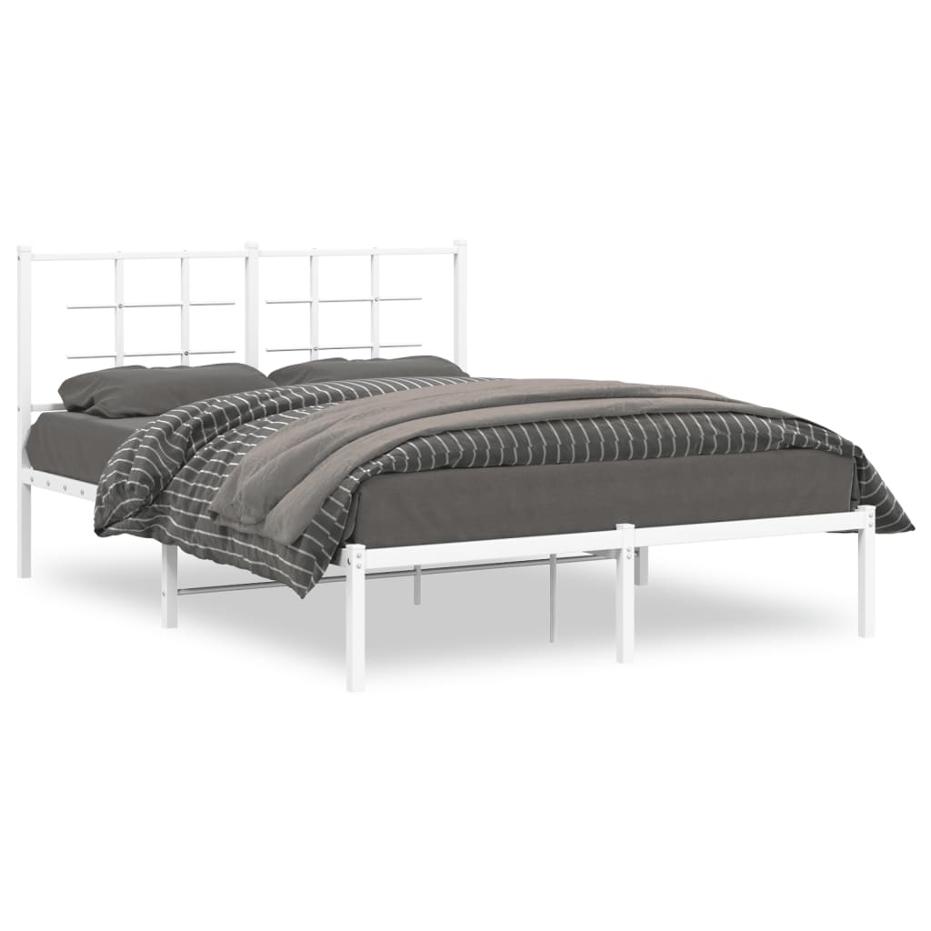 vidaXL Bedframe met hoofdbord metaal wit 140x200 cm