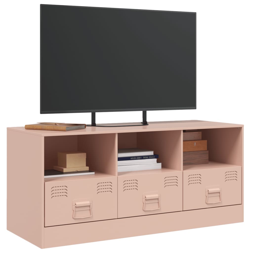 vidaXL Tv-meubel 99x39x44 cm staal roze