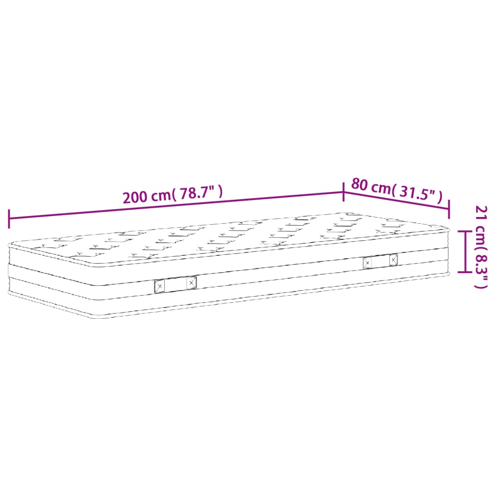 vidaXL Binnenveringmatras middelhard 80x200 cm