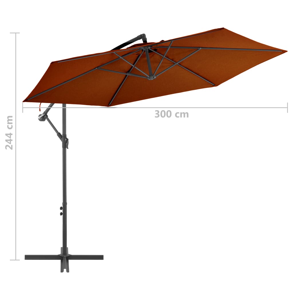 vidaXL Zweefparasol met aluminium paal 300 cm terracottakleurig