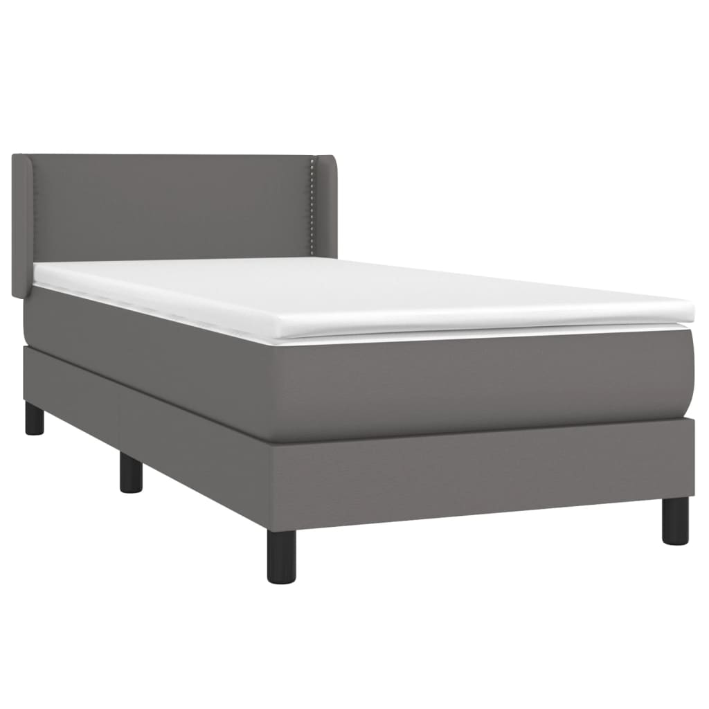 vidaXL Boxspring met matras kunstleer grijs 90x200 cm