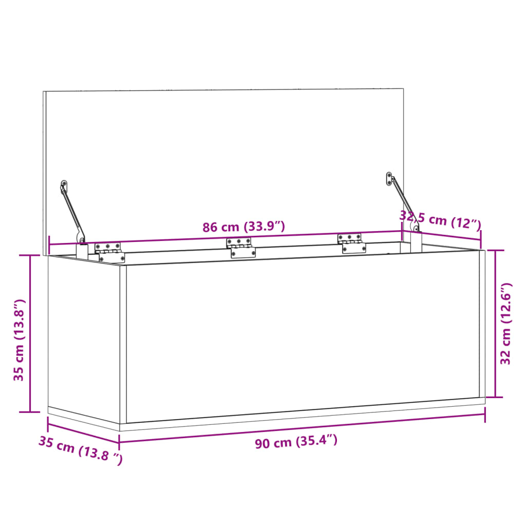 vidaXL Opbergbox 90x35x35 cm bewerkt hout zwart