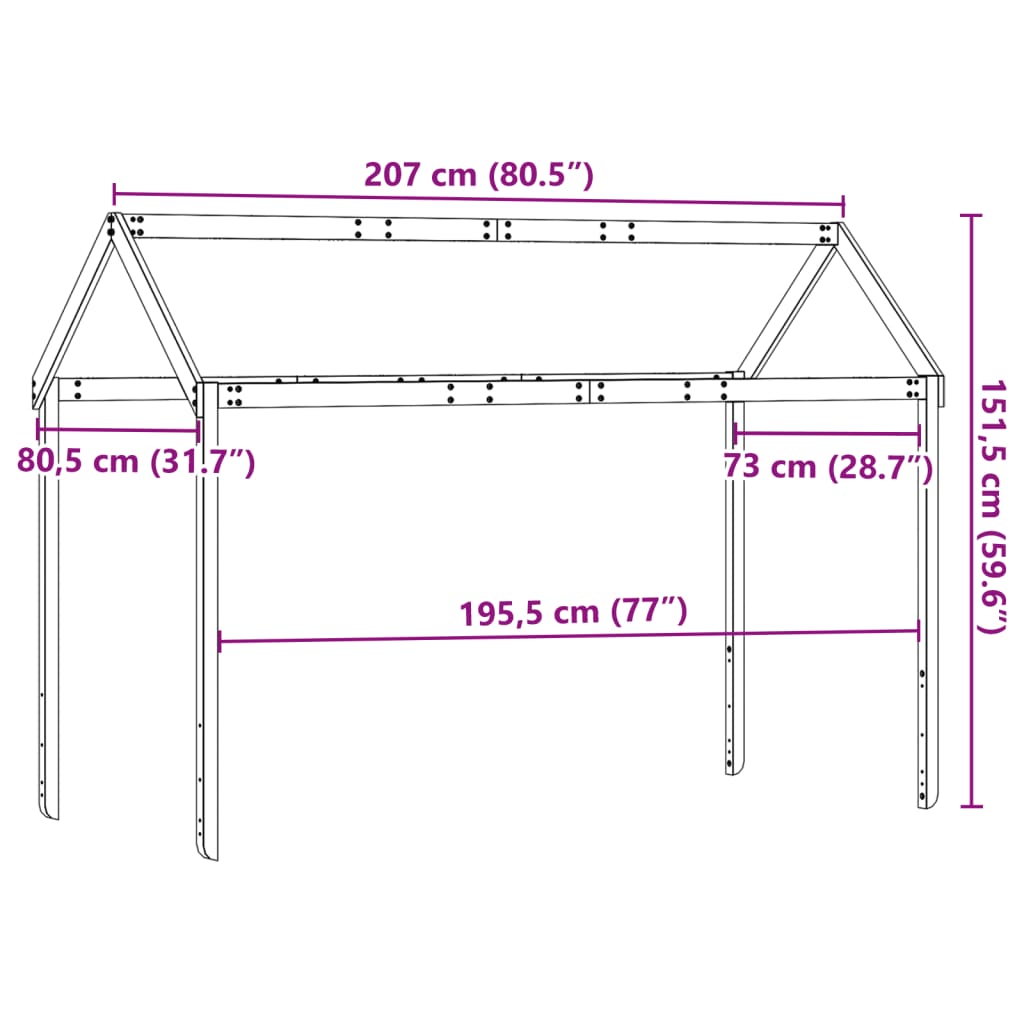 vidaXL Kinderbedhuisje 207x80,5x151,5 cm massief grenenhout wit