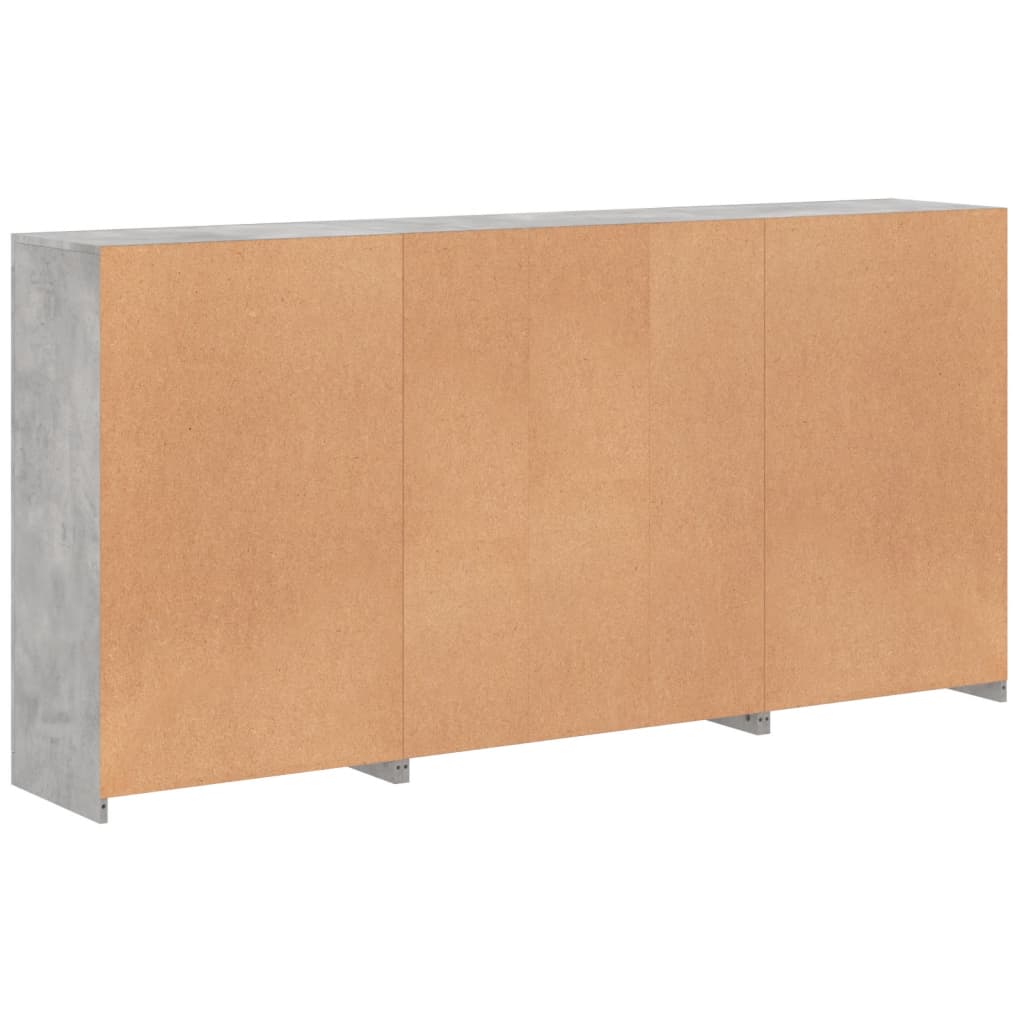 vidaXL Dressoir met LED-verlichting 202x37x100 cm betongrijs