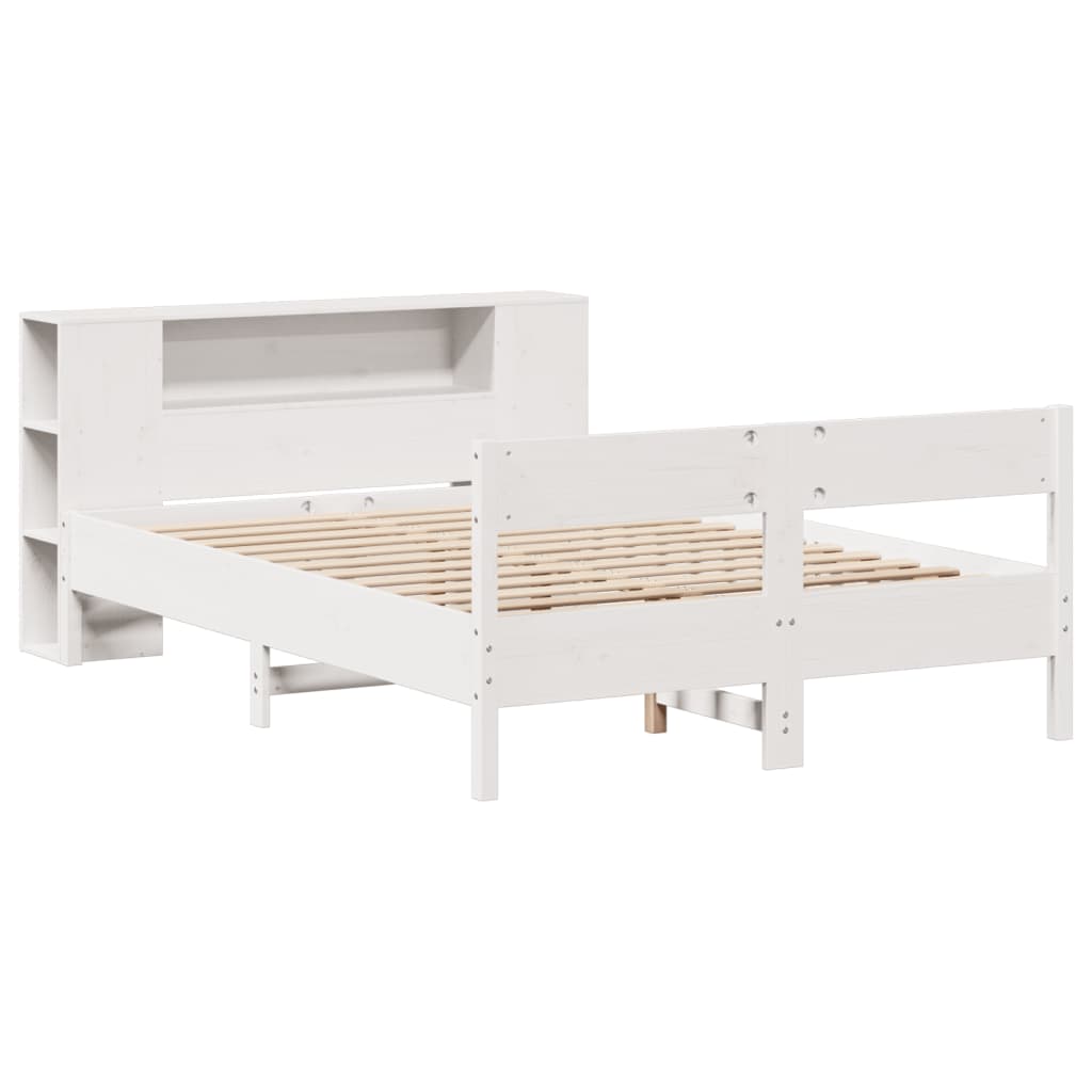 vidaXL Bed met boekenkast zonder matras grenenhout wit 120x190 cm