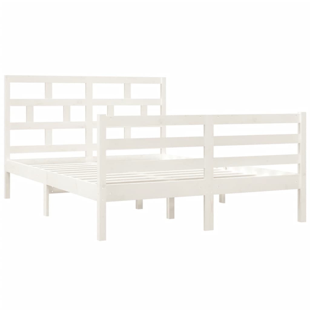 vidaXL Bedframe massief hout wit 135x190 cm