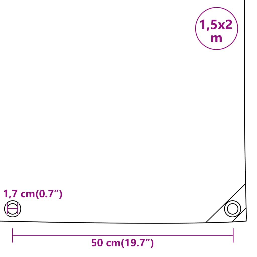 vidaXL Dekzeil 650 g/m² 1,5x2 m grijs