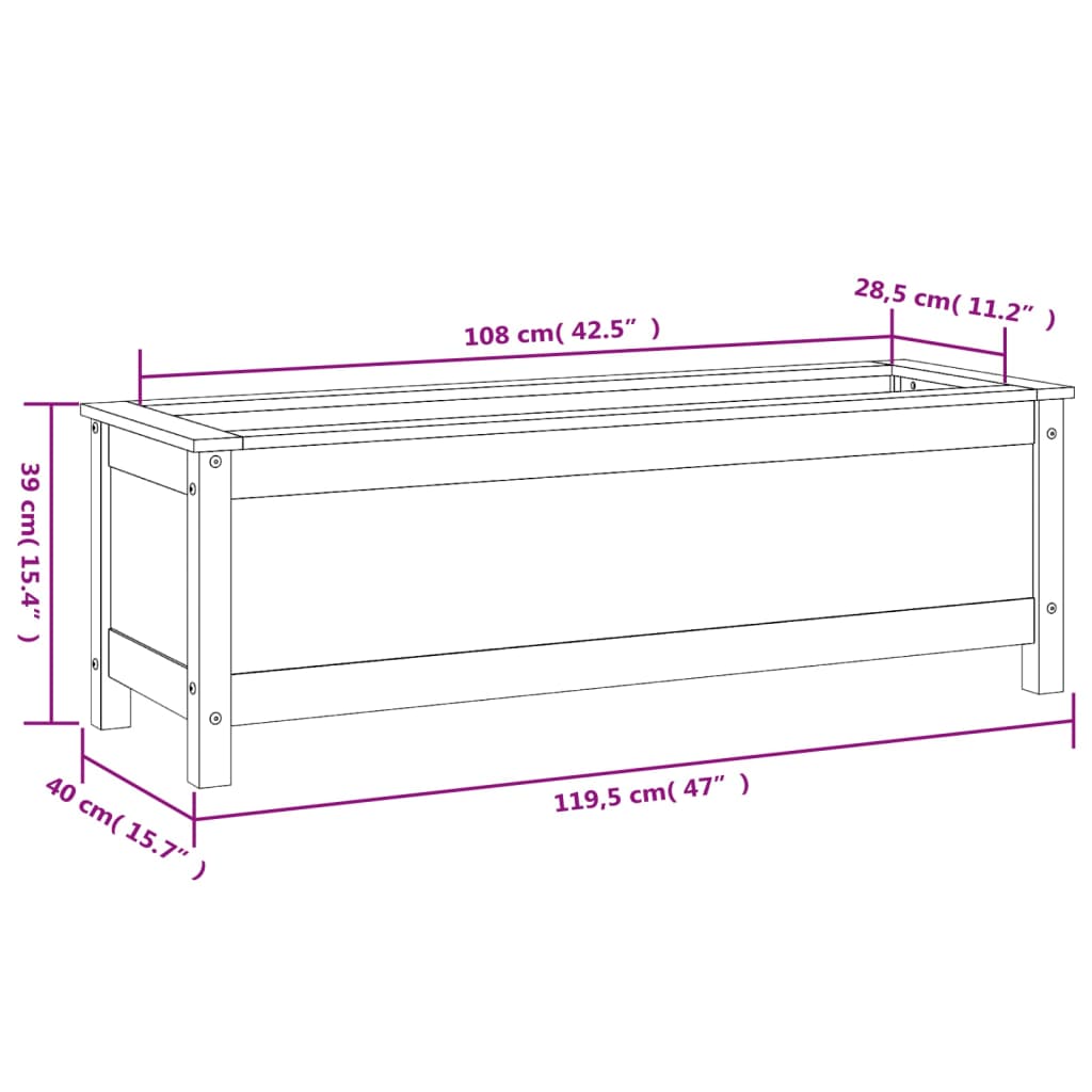 vidaXL Plantenbak verhoogd 119,5x40x39 cm massief douglashout