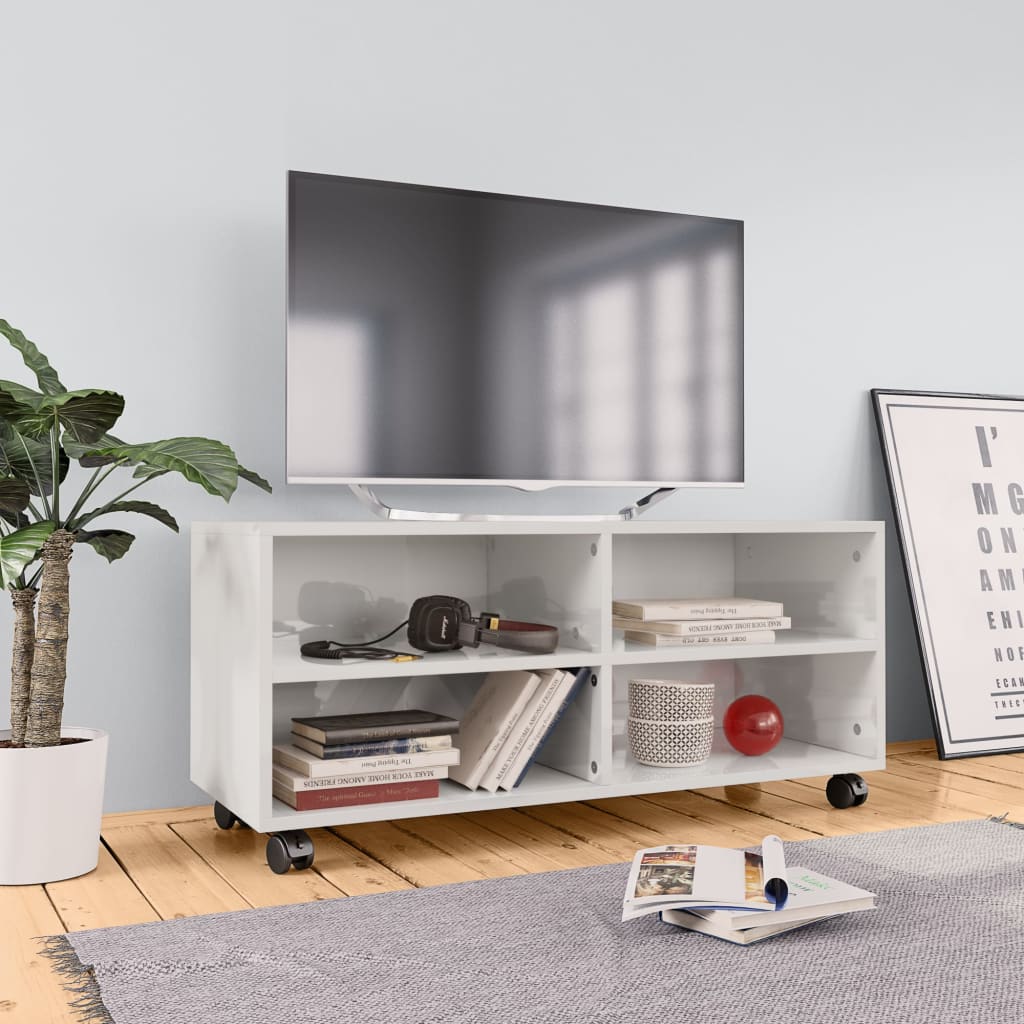 tellen Maan oppervlakte Italiaans vidaXL Tv-meubel met wieltjes 90x35x35 cm spaanplaat hoogglans wit kopen? |  vidaXL.nl