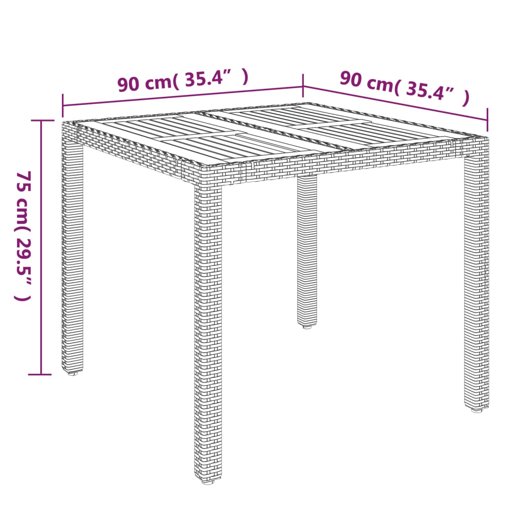 vidaXL 5-delige Tuinset met kussens poly rattan zwart