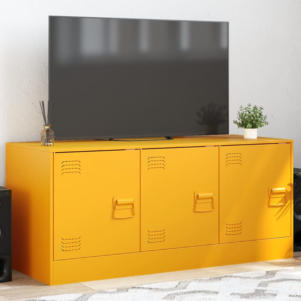 vidaXL Tv-meubel 99x39x44 cm staal mosterdgeel