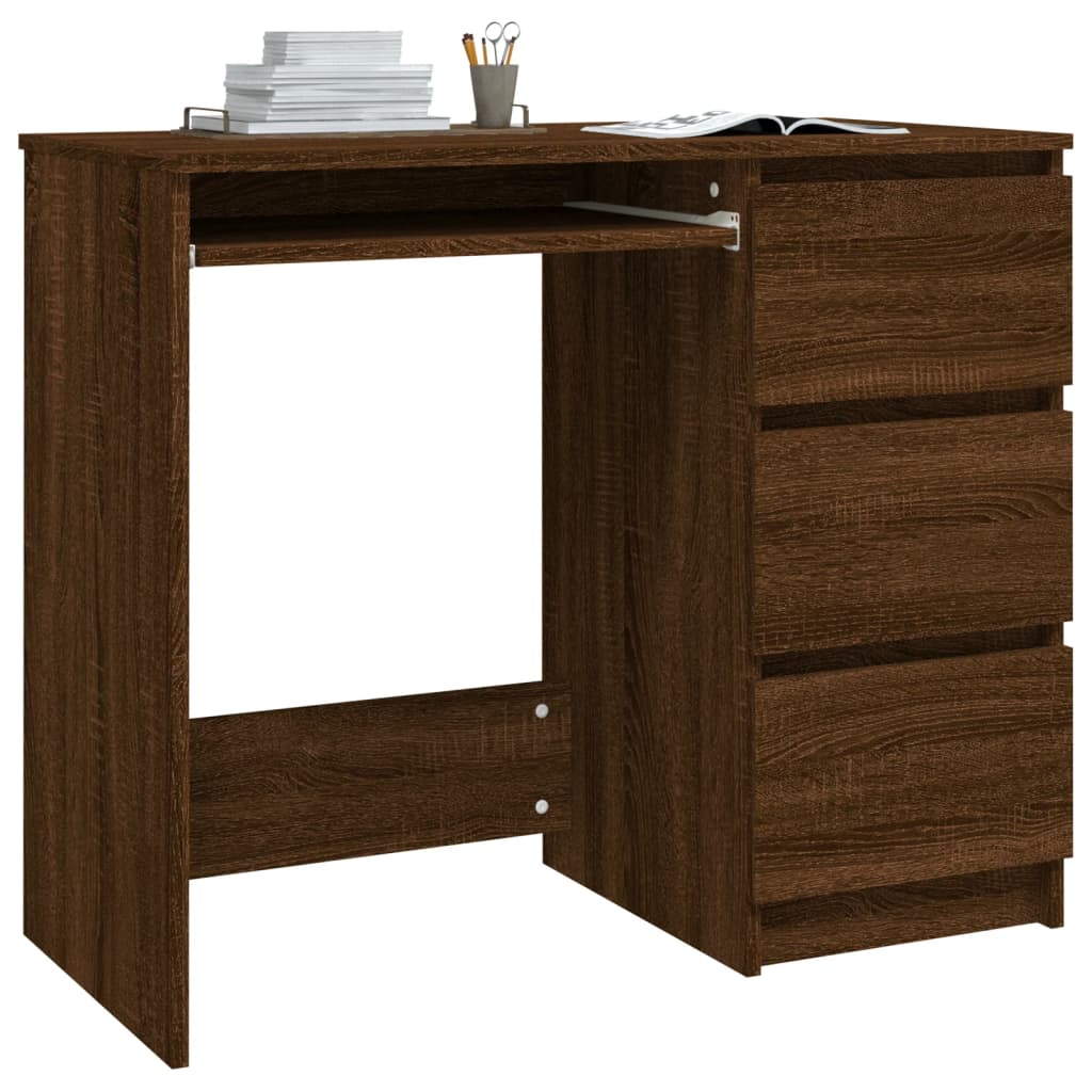 vidaXL Bureau 90x45x76 cm bewerkt hout bruin eikenkleur