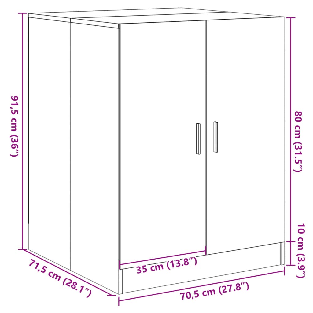 vidaXL Wasmachinekast 70,5x71,5x91,5 cm sonoma eikenkleurig