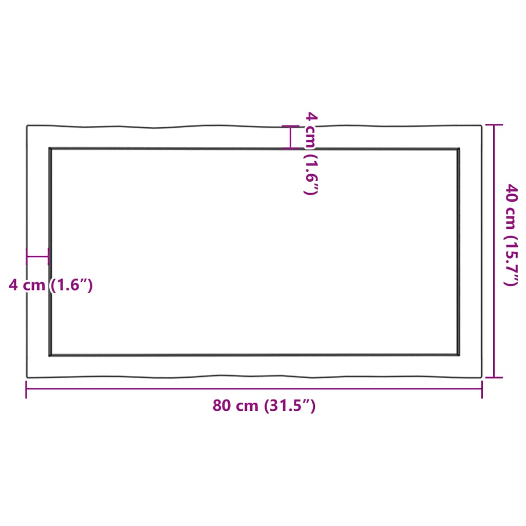 vidaXL Tafelblad natuurlijke rand 80x40x(2-4) cm eikenhout donkerbruin