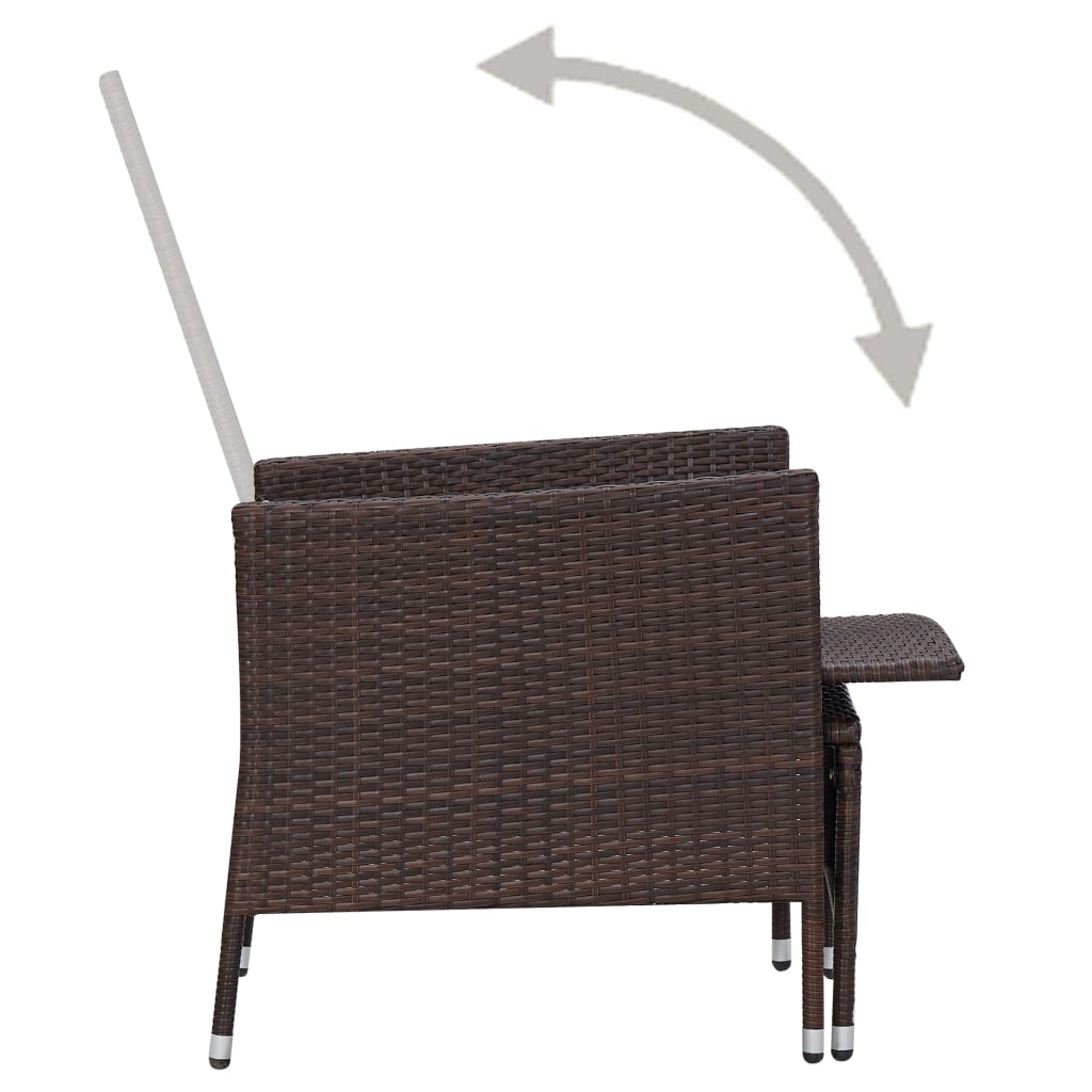 vidaXL 2-delige Loungeset met kussens poly rattan bruin