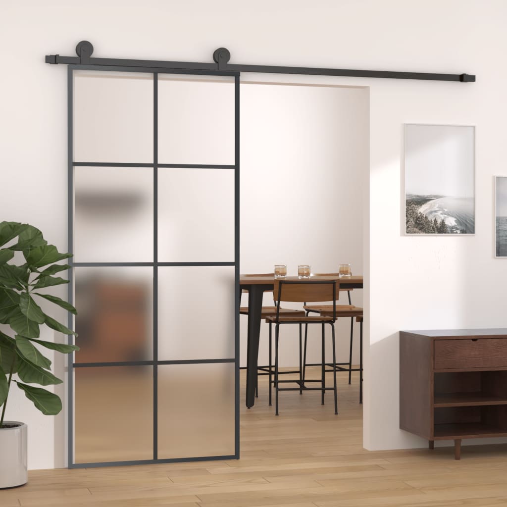 vidaXL Schuifdeur met beslag 90x205 cm ESG-glas en aluminium