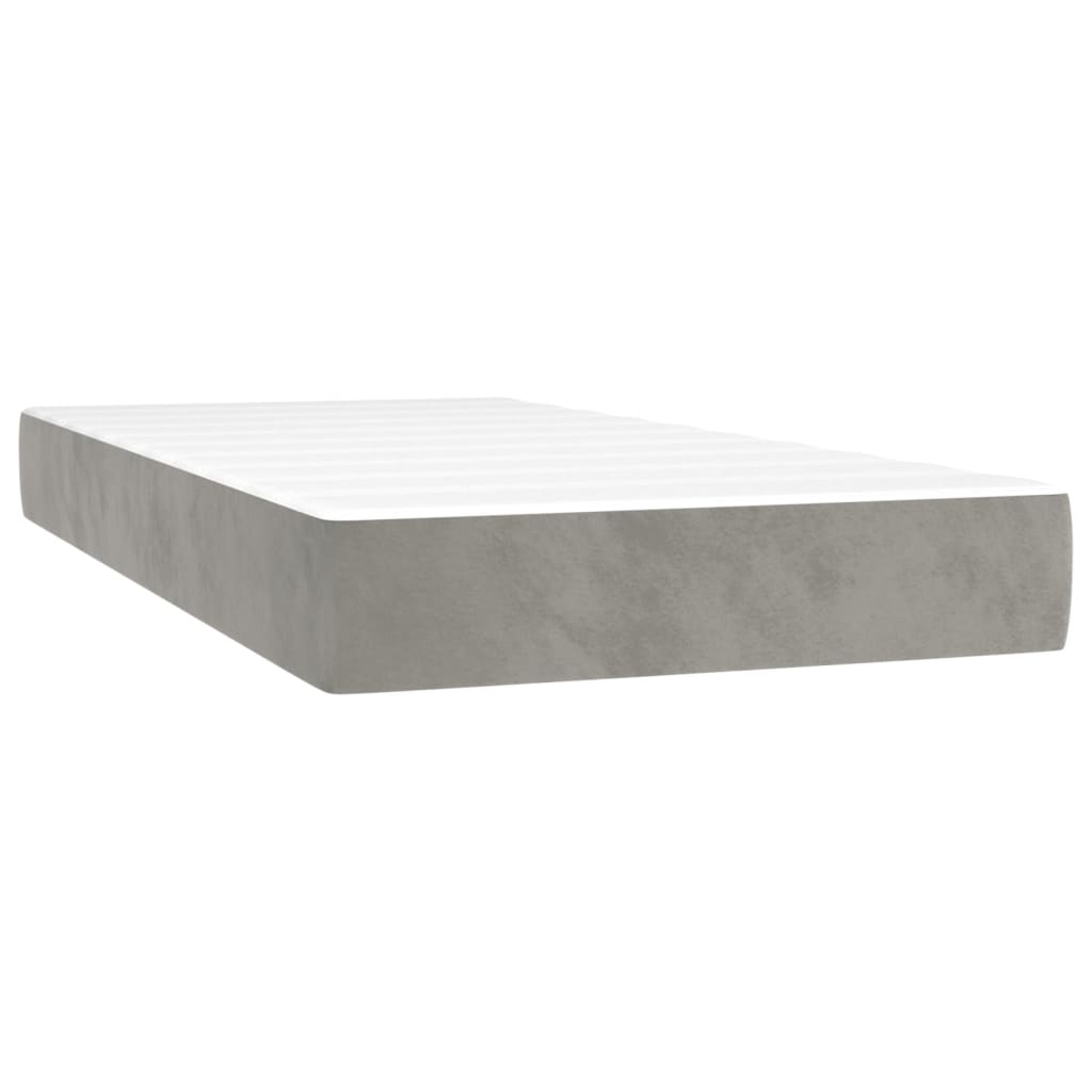 vidaXL Boxspring met matras en LED fluweel lichtgrijs 100x200 cm