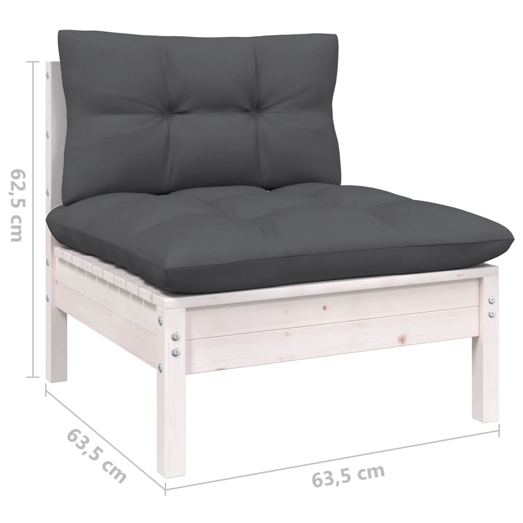 vidaXL 4-delige Loungeset met antracietkleurige kussens grenenhout