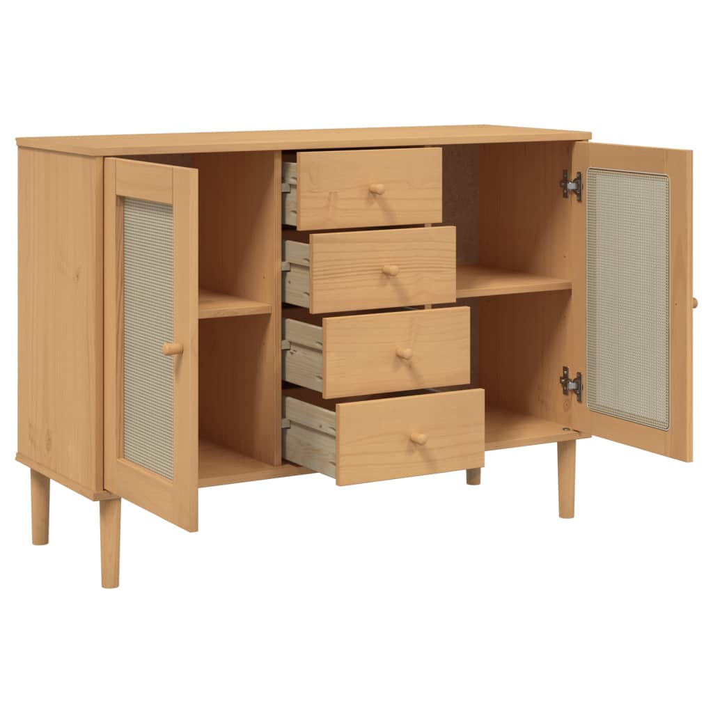 vidaXL Dressoir SENJA rattan-look 112x40x80 cm grenenhout bruin