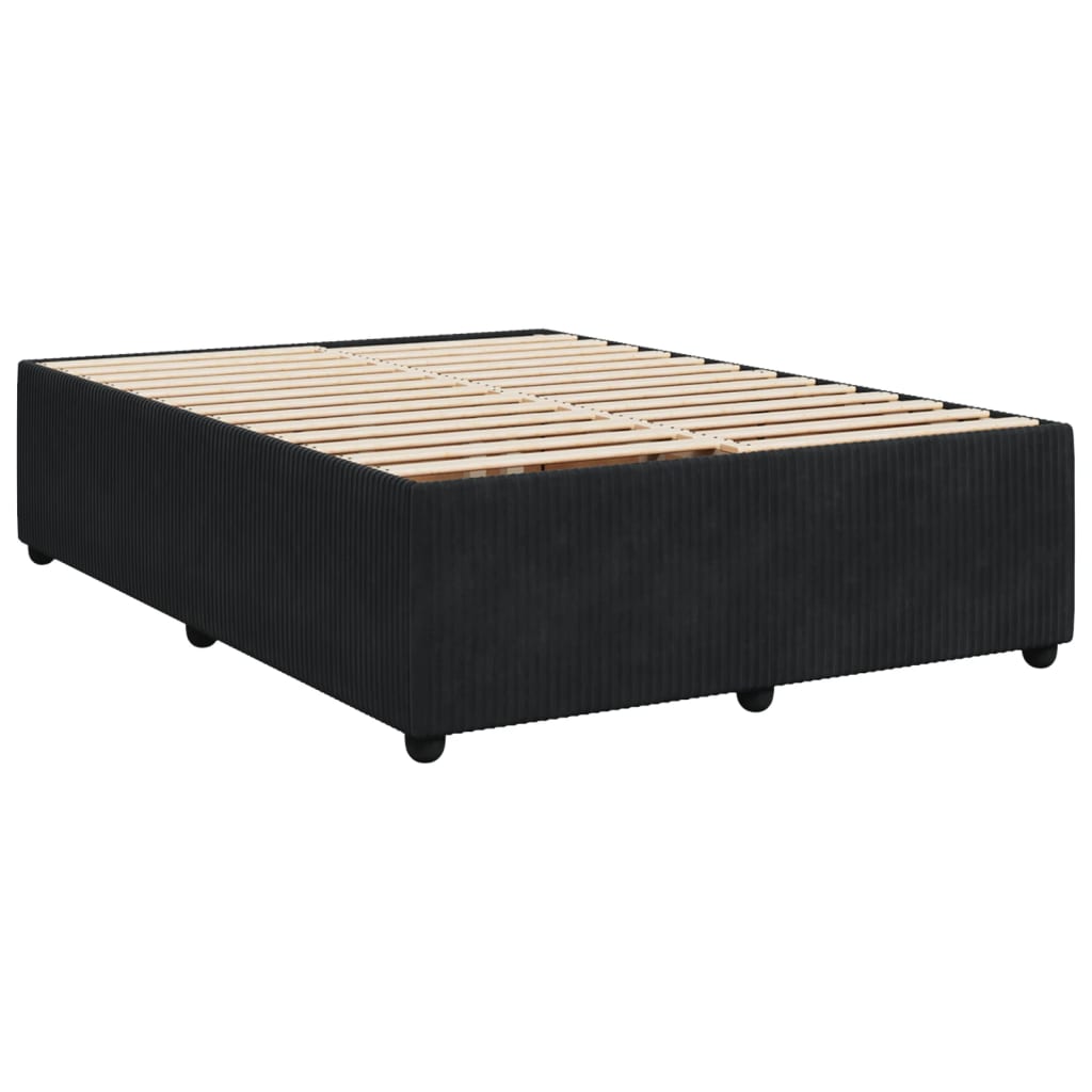 vidaXL Boxspring met matras fluweel zwart 140x190 cm