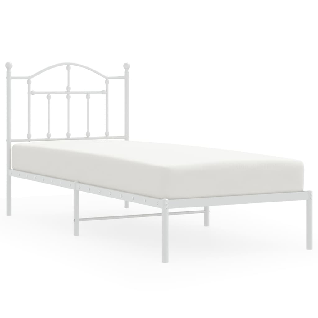 vidaXL Bedframe met hoofdbord metaal wit 80x200 cm