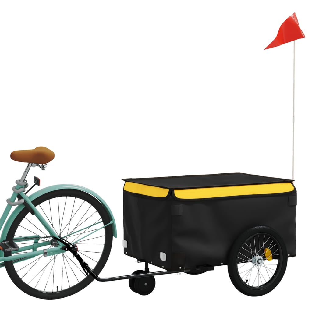 vidaXL Fietstrailer 30 kg ijzer zwart en geel