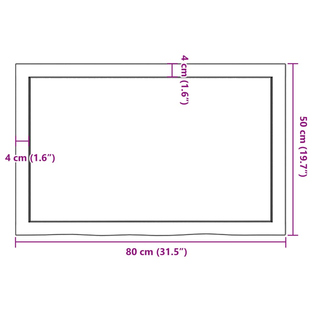 vidaXL Tafelblad 80x50x(2-6) cm onbehandeld massief eikenhout